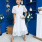 Destiny Short Sleeve Lace Shirt Dress Cream