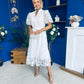 Destiny Short Sleeve Lace Shirt Dress Cream