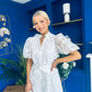 Destiny Short Sleeve Lace Shirt Dress Cream