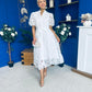 Destiny Short Sleeve Lace Shirt Dress Cream