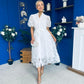 Destiny Short Sleeve Lace Shirt Dress Cream
