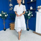 Destiny Short Sleeve Lace Shirt Dress Cream