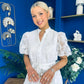 Destiny Short Sleeve Lace Shirt Dress Cream