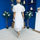 Destiny Short Sleeve Lace Shirt Dress Cream