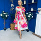 Willow Detailed Bardot Midi Dress Floral Green