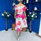Willow Detailed Bardot Midi Dress Floral Green