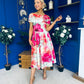 Willow Detailed Bardot Midi Dress Floral Green