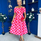 Willow Detailed Bardot Midi Dress Red Polka Cerise