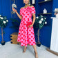 Willow Detailed Bardot Midi Dress Red Polka Cerise