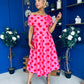 Willow Detailed Bardot Midi Dress Red Polka Cerise