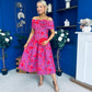 Willow Detailed Bardot Midi Dress Floral Violet