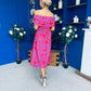 Willow Detailed Bardot Midi Dress Floral Violet