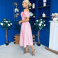 Willow Detailed Bardot Midi Dress Coral Polka Peach