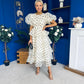Kelsey Puff Sleeve Layered Occasion Polka Yellow