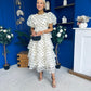 Kelsey Puff Sleeve Layered Occasion Polka Yellow