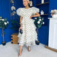 Kelsey Puff Sleeve Layered Occasion Polka Yellow