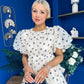 Kelsey Puff Sleeve Layered Occasion Polka Yellow