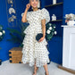 Kelsey Puff Sleeve Layered Occasion Polka Yellow