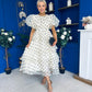 Kelsey Puff Sleeve Layered Occasion Polka Yellow