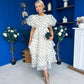 Kelsey Puff Sleeve Layered Occasion Polka Yellow
