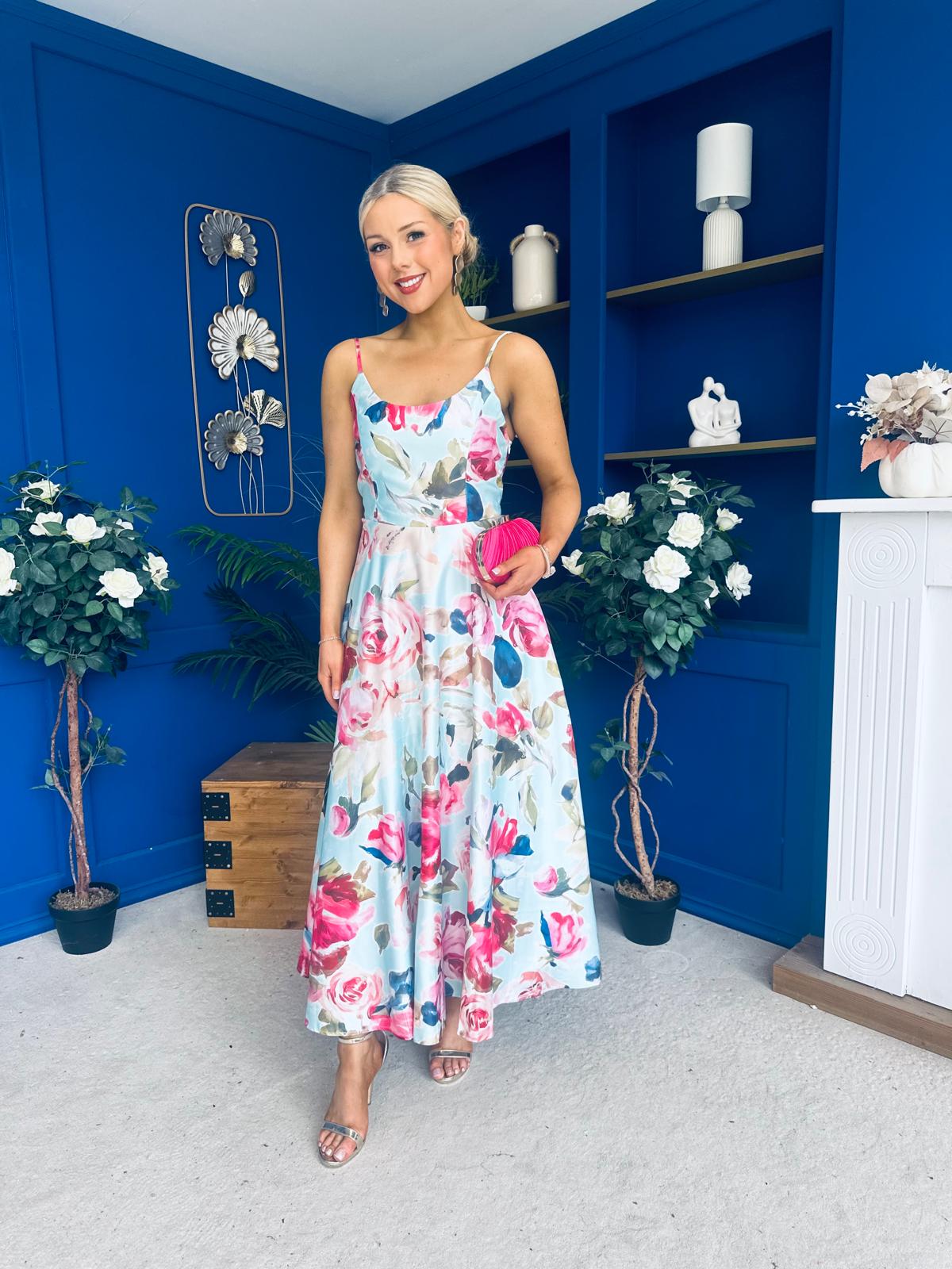 Parker Detailed Midi Dress Floral Green