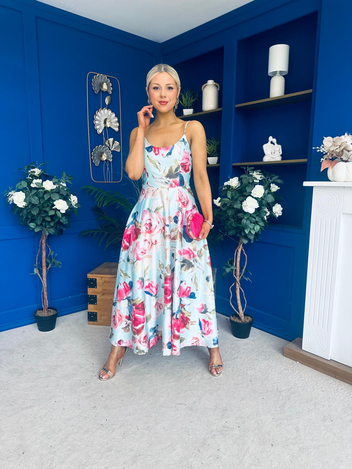 Parker Detailed Midi Dress Floral Green
