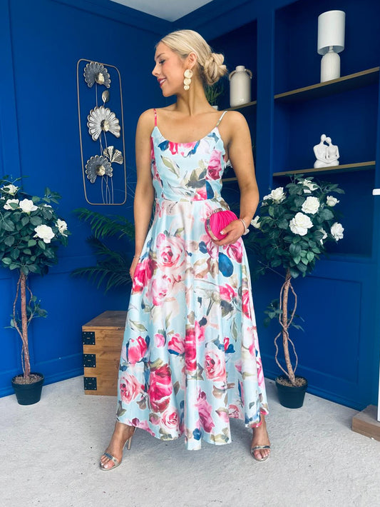 Parker Detailed Midi Dress Floral Green