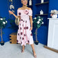 Willow Detailed Bardot Midi Dress Coco Polka Blush