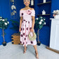 Willow Detailed Bardot Midi Dress Coco Polka Blush
