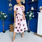 Willow Detailed Bardot Midi Dress Coco Polka Blush