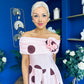 Willow Detailed Bardot Midi Dress Coco Polka Blush