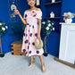 Willow Detailed Bardot Midi Dress Coco Polka Blush