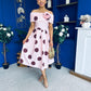 Willow Detailed Bardot Midi Dress Coco Polka Blush