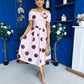 Willow Detailed Bardot Midi Dress Coco Polka Blush