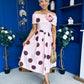 Willow Detailed Bardot Midi Dress Coco Polka Blush
