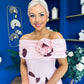 Willow Detailed Bardot Midi Dress Coco Polka Blush