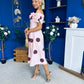 Willow Detailed Bardot Midi Dress Coco Polka Blush