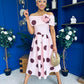 Willow Detailed Bardot Midi Dress Coco Polka Blush