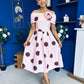 Willow Detailed Bardot Midi Dress Coco Polka Blush