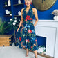 Bronwyn Detailed Midi Dress Floral Navy