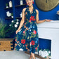 Bronwyn Detailed Midi Dress Floral Navy