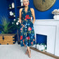Bronwyn Detailed Midi Dress Floral Navy