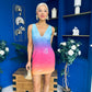 Elouise V Neck Ombre Sequin Mini Dress Sunset