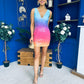 Elouise V Neck Ombre Sequin Mini Dress Sunset