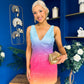 Elouise V Neck Ombre Sequin Mini Dress Sunset