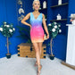 Elouise V Neck Ombre Sequin Mini Dress Sunset