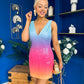Elouise V Neck Ombre Sequin Mini Dress Sunset