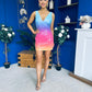 Elouise V Neck Ombre Sequin Mini Dress Sunset