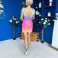 Elouise V Neck Ombre Sequin Mini Dress Sunset