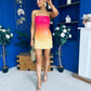 Tyra Bandeau Ombre Sequin Mini Dress Coral